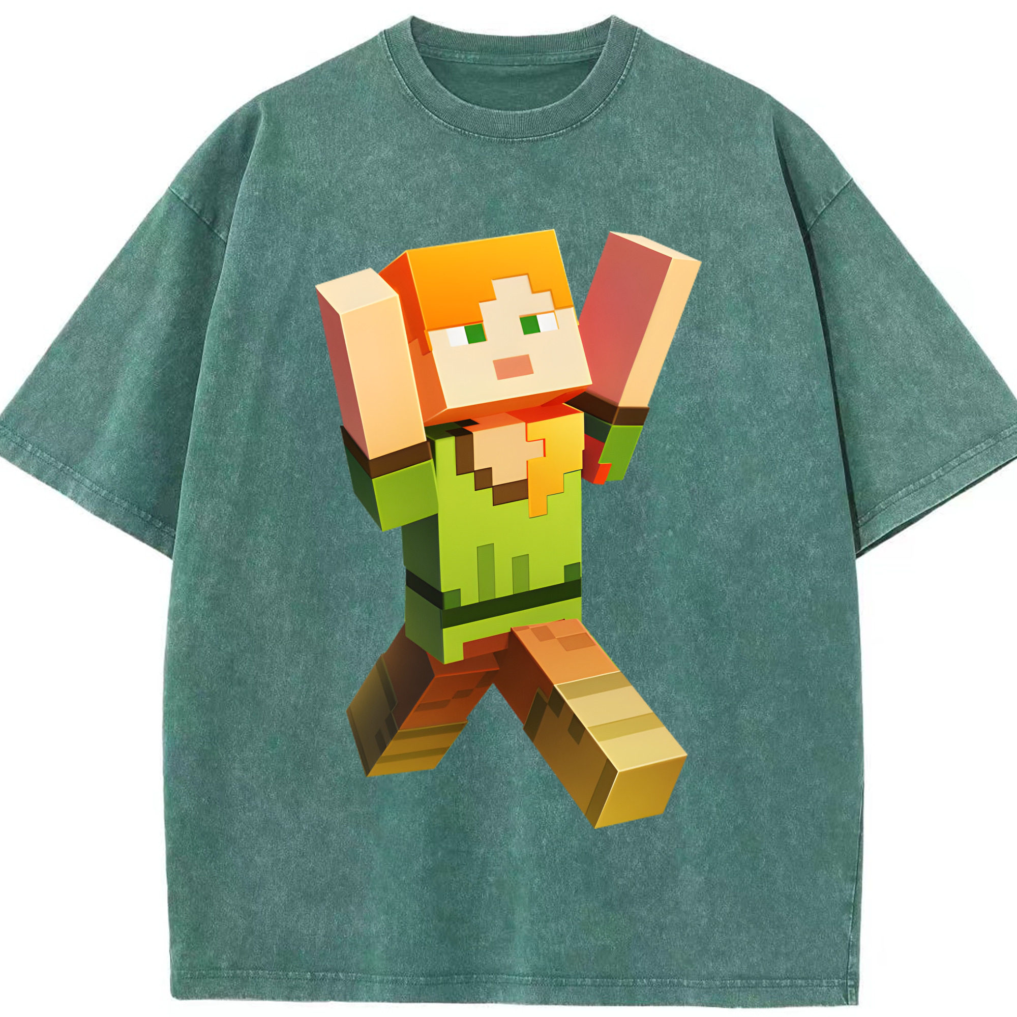 （画像用） マインクラフト ブロックの世界 Minecraft MC Block world 綿100% ヴィンテージ風 半袖Tシャツ（フロントプリント）